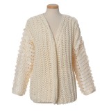 Cardigan crem cu maneci decorate cu paiete