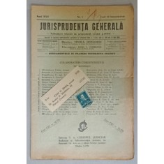 JURISPRUDENTA GENERALA , PUBLICATIUNE TRILUNARA DE JURISPRUDENTA ROMANA SI STRAINA , NR. 1, 1944