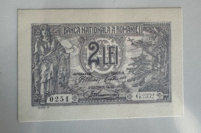 2 lei 1920 aunc-unc bancnota foto