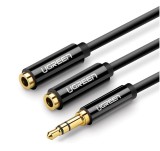 CABLU audio Ugreen, &quot;AV134&quot; stereo 3.5 mm jack (T) la 2 x 3.5 mm jack (M), 0.25 m, conectori auriti, negru &quot;20816&quot; (timbru verde 0.18 lei) - 695730382