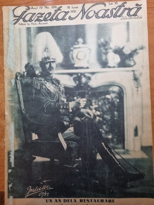 gazeta noastra 18 iunie 1931-1 an de restaurare carol al 2-lea, regele Mihai foto