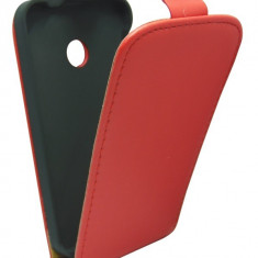 Husa flip rosie Sligo Elegance (aspect piele/interior bej) pentru Nokia Lumia 530