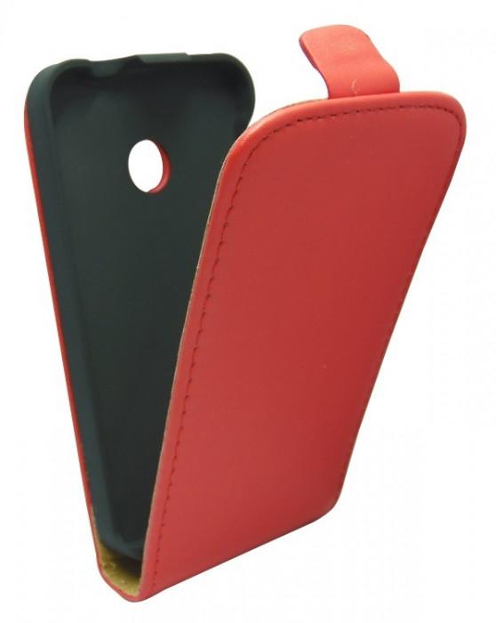 Husa flip rosie Sligo Elegance (aspect piele/interior bej) pentru Nokia Lumia 530