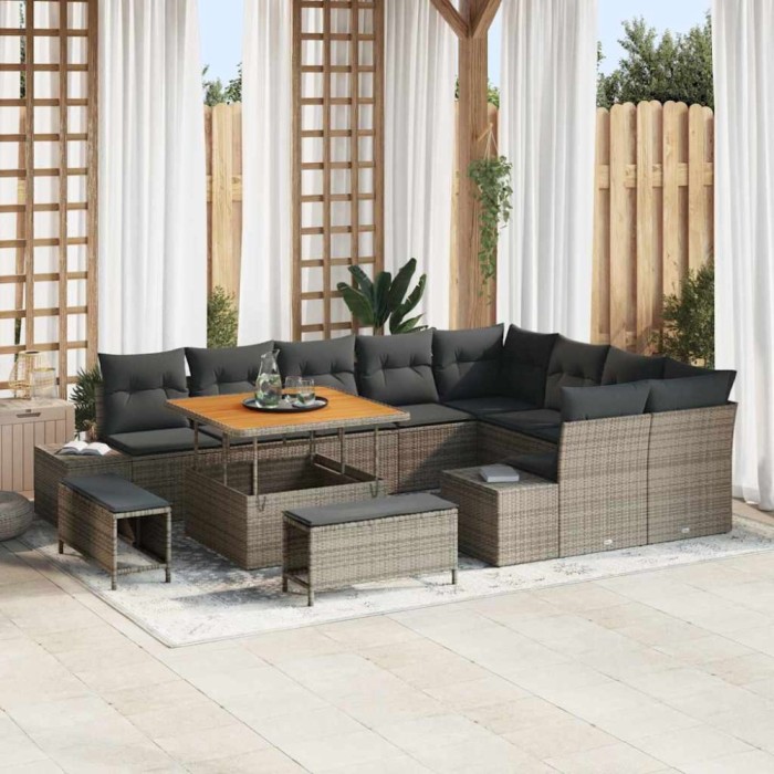 vidaXL Set de canapele pentru grădină 12 pcs Gri deschis și gri &icirc;nchis 3364768
