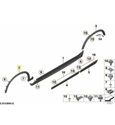 Ornament pasaj roata Bmw X3 (F25), 03.2014-08.2017; X4 (F26), 08.2014-05.2018, model: pachet,M, montare fata, dreapta, grunduit, gri; aripa fata, Rap foto