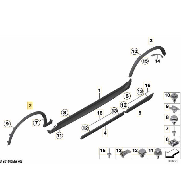 Ornament pasaj roata Bmw X3 (F25), 03.2014-08.2017; X4 (F26), 08.2014-05.2018, model: pachet,M, montare fata, dreapta, grunduit, gri; aripa fata, Rap