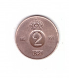 Moneda Suedia 2 ore 1952, stare buna, curata, Europa, Bronz