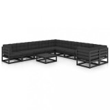 vidaXL Set mobilier grădină cu perne, 11 piese, lemn masiv de pin 3077063