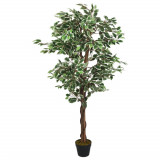Arbore ficus artificial 630 de frunze 120 cm verde GartenMobel Dekor, vidaXL