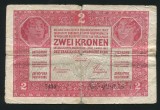 Q418 UNGARIA AUSTRIA BANCNOTA DE 2 korona coroane 1917 serie peste 7000 RARA lipita pe spate