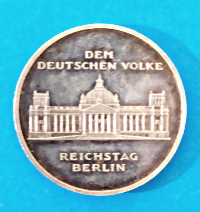 GERMANIA MEDALIE REICHSTAG BERLIN ARGINT 1000/1000 15,60 GRAME AUNC