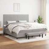 Cumpara ieftin Pat box spring cu saltea, gri deschis, 200x200 cm, textil