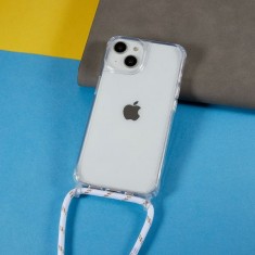 Husa iPhone 13 Mini Dura Cu Snur Alb foto