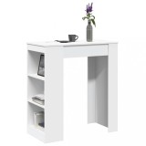 Cumpara ieftin Masă de bar cu rafturi, alb, 95x47x103,5 cm, lemn prelucrat