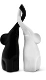 Cumpara ieftin Set 2 Figurine Decorative Elefanti, FeinKnick, ceramica Alb &amp; Negru, design modern armonios, 26 cm Inaltime, pentru living, birou, cadou casa noua