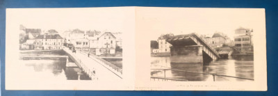 carte Postala Franta 1914, Lagny Podul de fier, carte postala dubla Franta 1914 foto