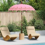 vidaXL Parasol Balinez Roz (180-190) x 260 cm Bumbac și lemn masiv