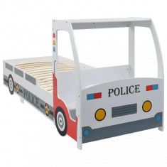 Pat masina de politie pentru copii cu birou 90x200 cm,POLICE foto