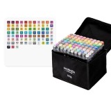 Set 80 Markere, Flippy, pe Baza de Ulei, Dublu Capat, Subtire 1mm si Gros 6 mm, Geanta Depozitare, 15 cm, Multicolor