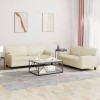 VidaXL Set de canapele, 2 piese, crem, piele ecologică