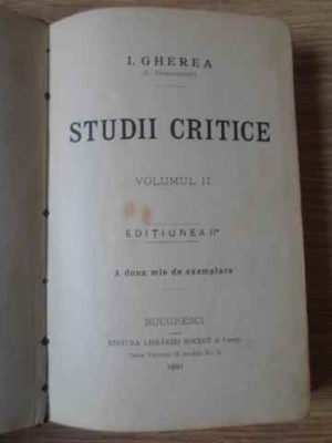 STUDII CRITICE VOL.2-IOAN D. GHEREA-229150 foto