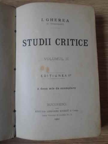 STUDII CRITICE VOL.2-IOAN D. GHEREA