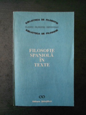 FILOSOFIE SPANIOLA IN TEXTE foto