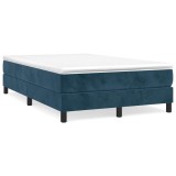 Cumpara ieftin Pat box spring cu saltea, albastru inchis, 120x200 cm, catifea