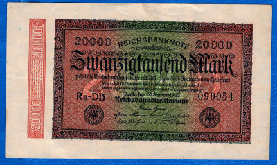 (1) BANCNOTA GERMANIA - 20.000 MARK 1923 (20 FEBRUARIE 1923), STARE BUNA foto