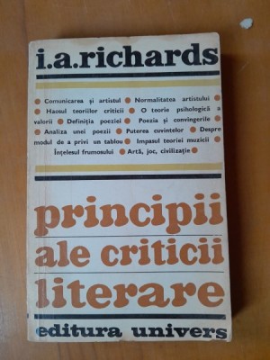 Principii ale criticii literare - I.A. Richards foto