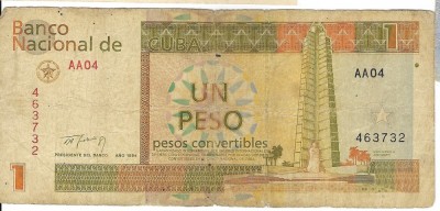 Bancnota 1 peso 1994 - Cuba foto