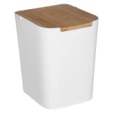 Cos gunoi 5Five Natureo cu capac, polipropilena si bambus, 5 litri, 22x19x24 cm, alb Household NewTrend