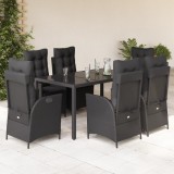 vidaXL Set mobilier de grădină cu perne, 7 piese, negru, poliratan 3213071