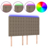 Cumpara ieftin Tablie de pat cu LED, gri taupe, 144x5x118/128 cm, textil