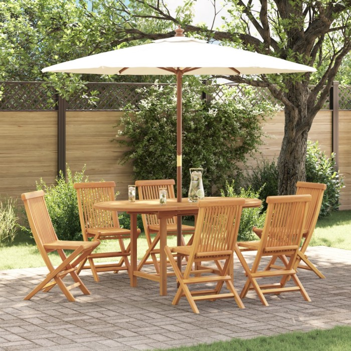 Gossi set de dining pentru gradina din lemn solid de tec de 7 piese