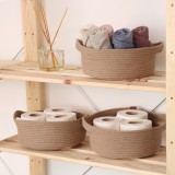 Cumpara ieftin Set coșuri din bumbac, 3 bucati Bloomfait Bej 25x25x10 cm