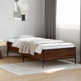 VidaXL Cadru de pat, stejar maro, 100x200 cm, lemn prelucrat și metal 844965