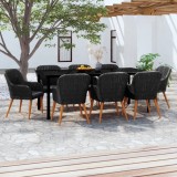 VidaXL Set mobilier de grădină cu perne, 9 piese, negru