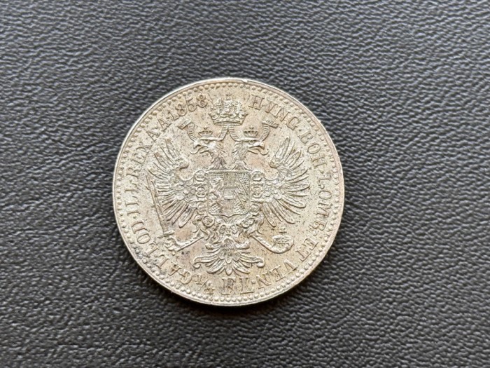 Moneda Austria 1/4 Florin 1858 Viena Franz Joseph