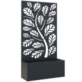 Outsunny Jardinieră cu spalier cu model crenguțe și frunze, cuvă pentru flori, pentru plante cățărătoare, metal 61 x 23 x 113 cm negru | Aosom Romania