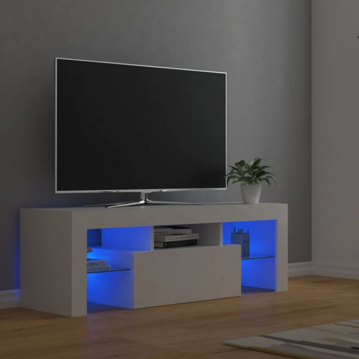 Comoda TV cu lumini LED, alb, 120x35x40 cm GartenMobel Dekor