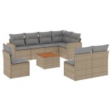 Cumpara ieftin Set canapele de gradina, 9 piese, cu perne, bej, poliratan