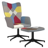 Cumpara ieftin Scaun de relaxare cu taburet, textil, petice