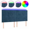 Tablie de pat cu LED, albastru inchis, 160x5x118/128cm, catifea