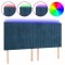 Tablie de pat cu LED, albastru inchis, 160x5x118/128cm, catifea