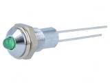 Lampă LED verde convex &Oslash;6,2mm IP40 pentru PCB