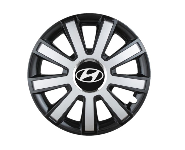 Set 4 capace roti Flash Gri-Negru R14 pentru gama auto Hyundai