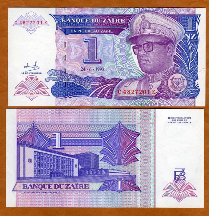 !!! ZAIR - 1 NOUVEAU ZAIRE 1993 - P 52 - UNC