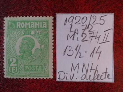 1920- Romania- Ferd. b. mic Mi274-Div. defecte foto