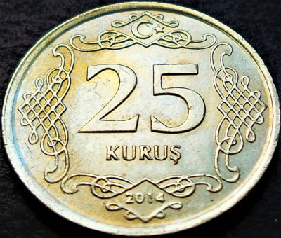 Moneda 25 KURUS - TURCIA, anul 2014 *cod 701 B = A.UNC foto